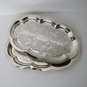 pair of matching silver plated plates